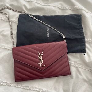 YSL Saint Laurent Envelope Bag Silver Chain